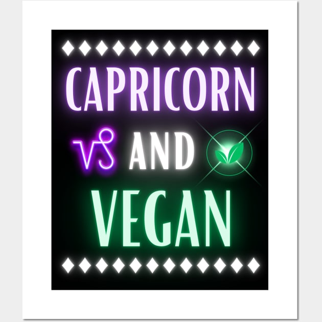 Capricorn and Vegan Retro Style Neon Wall Art by MysticZodiac